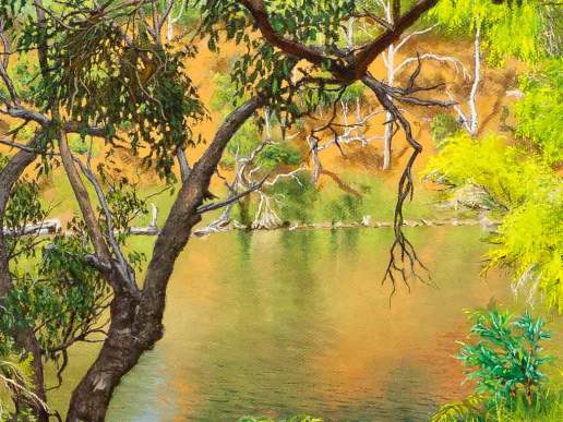 Blackwood River Park Original Australian Landscape Oil Painting by Michael Hodgkins detail header