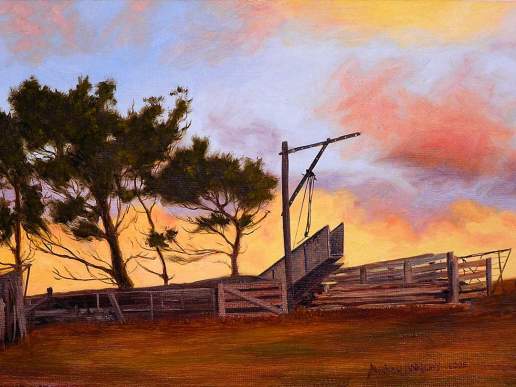 The Yard - New Zealand Landscape Oil Painting by Michael Hodgkins
