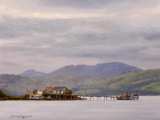 Wellers Rock Jetty - New Zealand Landscape Oil Painting by Michael Hodgkins--