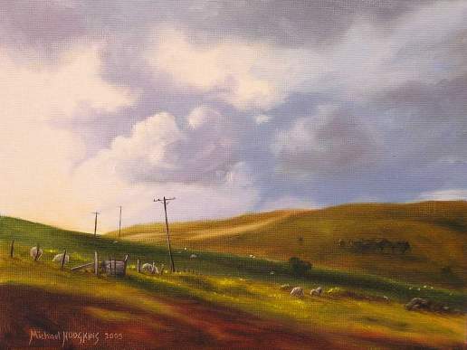Windswept Fields - New Zealand Landscape Oil Painting by Michael Hodgkins