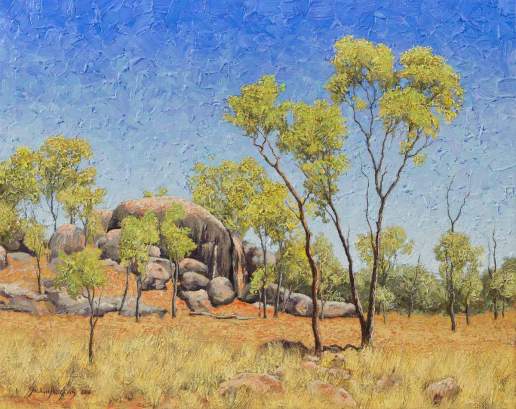 Along The Herveys Range Road - Australian Landscape Oil Painting by Michael Hodgkins