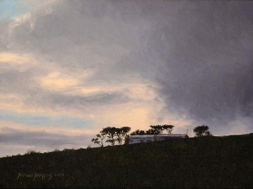 Darkening Sky - New Zealand landscape oil painting by Australian artist, Michael Hodgkins