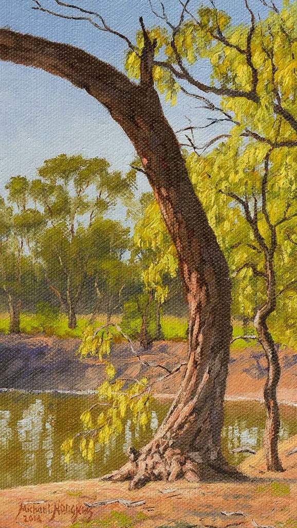 Darling River Tree Study 1 - Australian Landscape Oil Painting by Michael Hodgkins