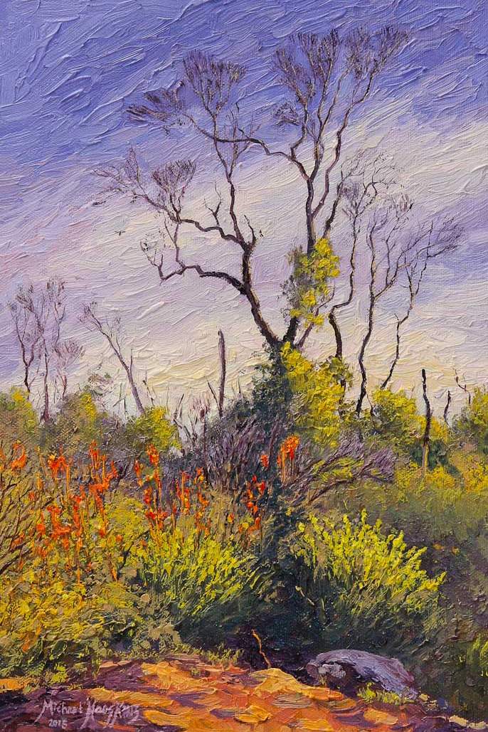 Regeneration in the Perth Hills - Australian Landscape Oil Painting by Michael Hodgkins
