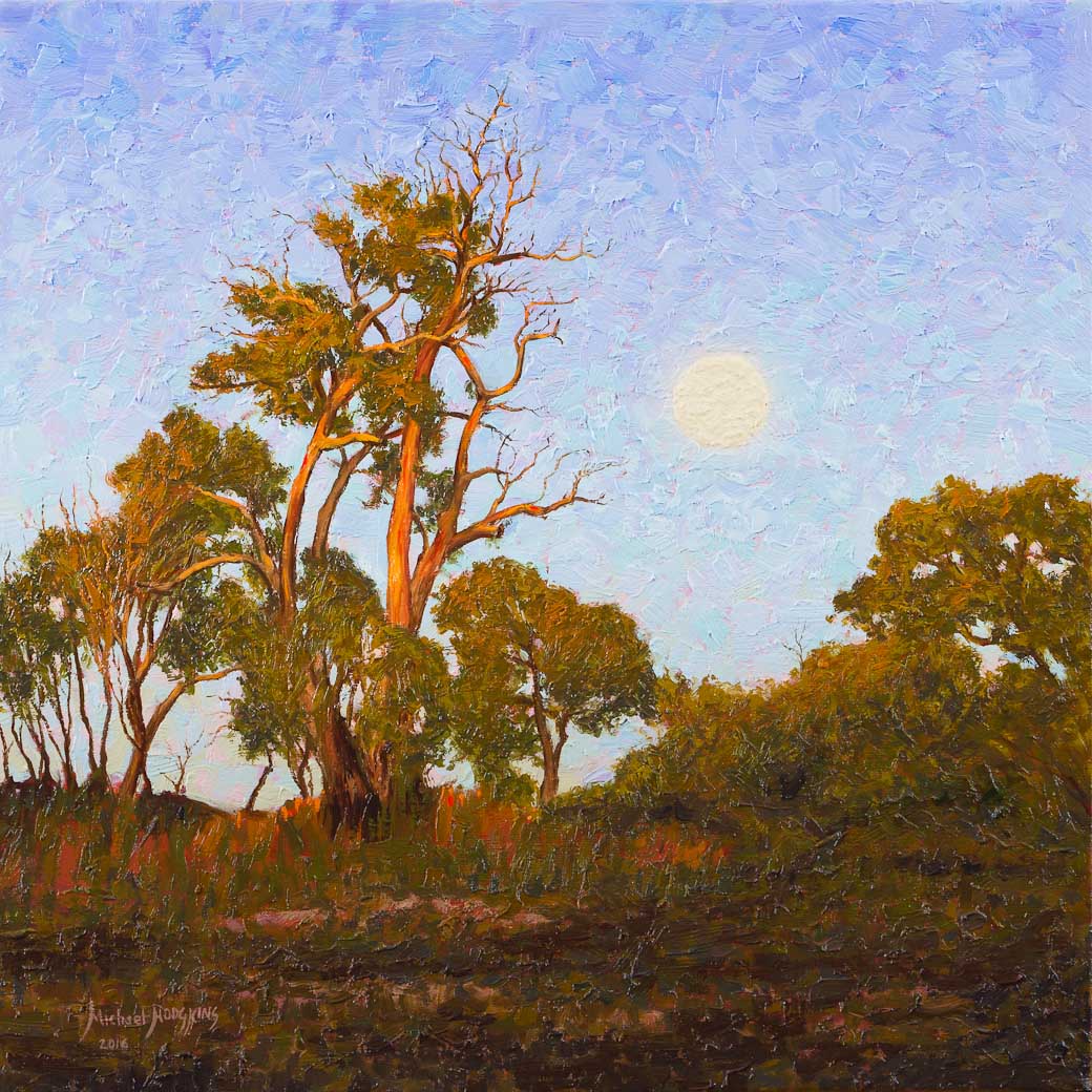 hældning Ewell Bluebell The Cusp of Eve" Original Australian Landscape Oil Painting by Michael  Hodgkins for sale